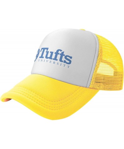 Tufts University Logo Trucker Hats for Both Men and Women - Mesh Baseball Snapback Hats Yellow $8.82 Baseball Caps