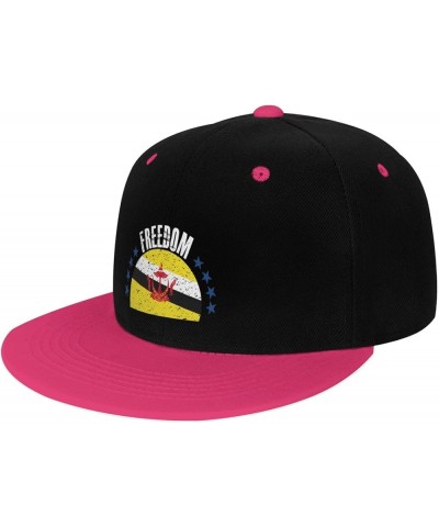 The Brunei Flag and Freedom Snapback Hat for Men Women Baseball Cap Trucker Flat Bill Hats Dad Caps Pink $10.42 Baseball Caps