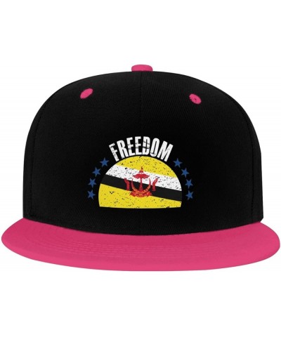 The Brunei Flag and Freedom Snapback Hat for Men Women Baseball Cap Trucker Flat Bill Hats Dad Caps Pink $10.42 Baseball Caps