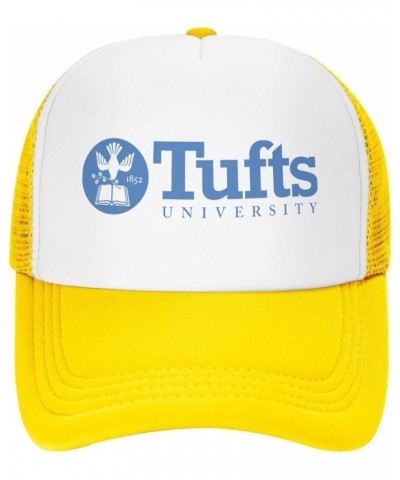 Tufts University Logo Trucker Hats for Both Men and Women - Mesh Baseball Snapback Hats Yellow $8.82 Baseball Caps