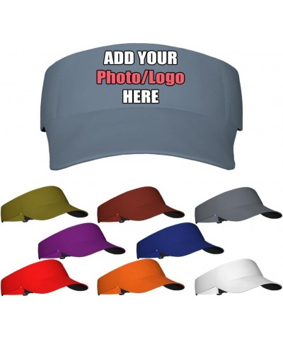 Custom Visor Hat for Men Women, Personalized Adjustable Visor Cap with Your Own Photo Name Logo Slategray $10.79 Visors