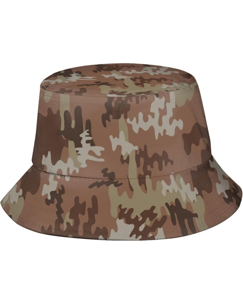 Camouflage Brown Camo Bucket Hat for Men Women Fisherman Hats Beach Summer Travel Hiking Caps $9.88 Bucket Hats