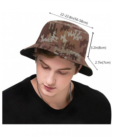 Camouflage Brown Camo Bucket Hat for Men Women Fisherman Hats Beach Summer Travel Hiking Caps $9.88 Bucket Hats