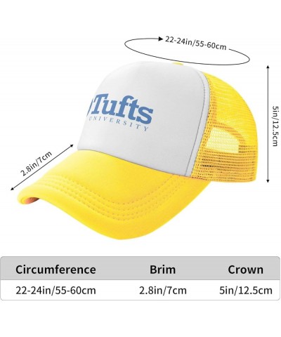 Tufts University Logo Trucker Hats for Both Men and Women - Mesh Baseball Snapback Hats Yellow $8.82 Baseball Caps