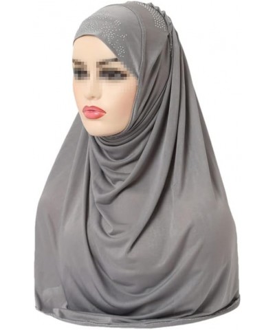 Women Fashion Muslim Hijab Islamic Scarf Shawl Headscarf Hat Pull On Wrap Ramadan Hijab Gray9 $14.91 Scarves