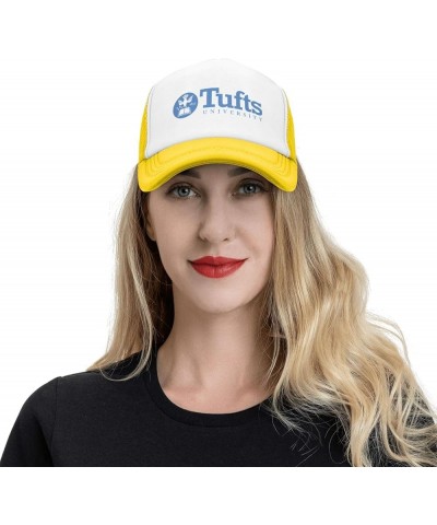 Tufts University Logo Trucker Hats for Both Men and Women - Mesh Baseball Snapback Hats Yellow $8.82 Baseball Caps