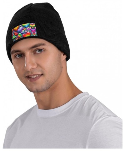 Unisex Winter Beanie Knitted Headgear for Men and Women - Essential Versatile Cold Season Accessory Rainbow-Colored Love Hear...