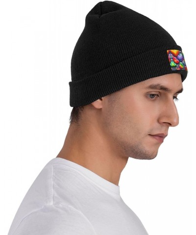 Unisex Winter Beanie Knitted Headgear for Men and Women - Essential Versatile Cold Season Accessory Rainbow-Colored Love Hear...