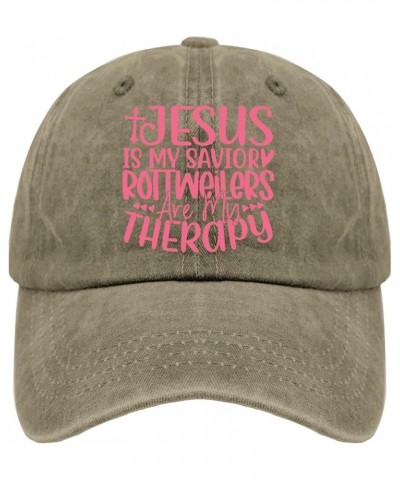 Jesus is My Savioy Rotweilers are My Therapy Trucker Hat Mens Outdoor Hat Pigment Black Golf Hats Men Gifts for Pigment Khaki...