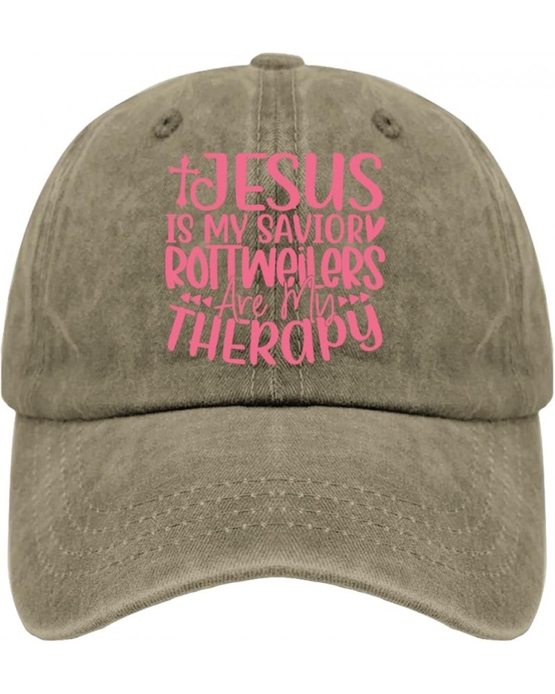 Jesus is My Savioy Rotweilers are My Therapy Trucker Hat Mens Outdoor Hat Pigment Black Golf Hats Men Gifts for Pigment Khaki...