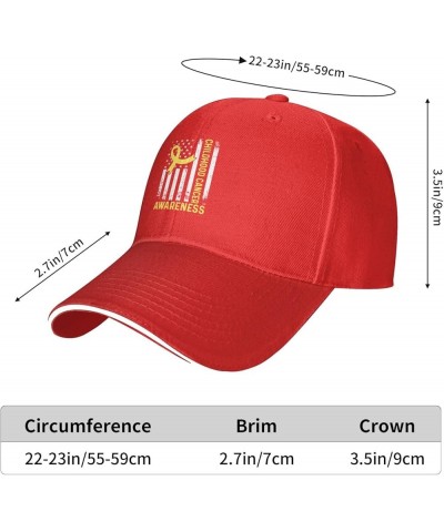 Childhood Cancer Awareness Baseball Cap Casual Men Womans Cowboy Hats Washable Adjusting Trucker Hat Red $13.95 Baseball Caps