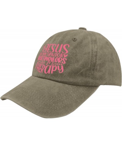 Jesus is My Savioy Rotweilers are My Therapy Trucker Hat Mens Outdoor Hat Pigment Black Golf Hats Men Gifts for Pigment Khaki...