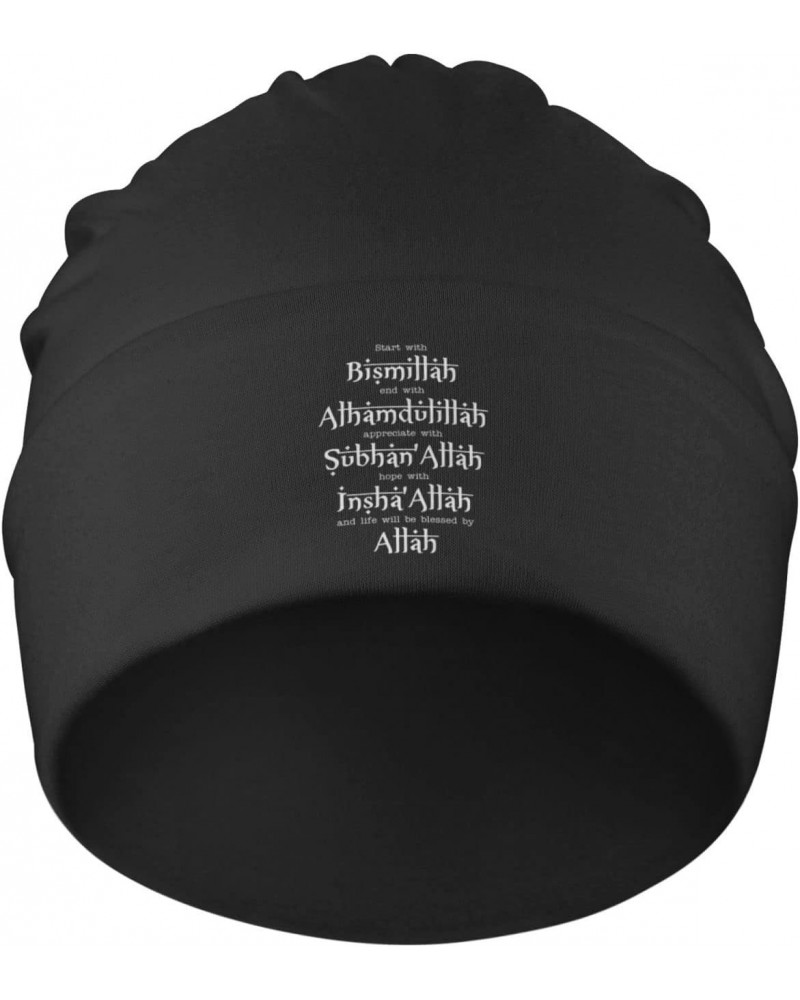 Alhamdulillah Gift for Muslim Islamic Quote Gifts Winter Beanie Knit Hat for Men Women Knit Cap Warm Soft Skull Caps Black $1...