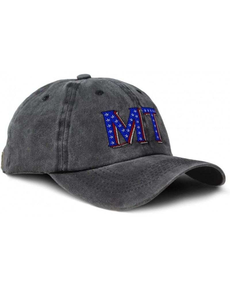 Custom Soft Washed Baseball Cap Montana Blue Flag Stars Dad Hats for Men & Women Black Design Only $15.19 Baseball Caps