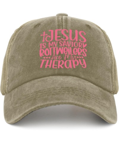 Jesus is My Savioy Rotweilers are My Therapy Trucker Hat Mens Outdoor Hat Pigment Black Golf Hats Men Gifts for Pigment Khaki...