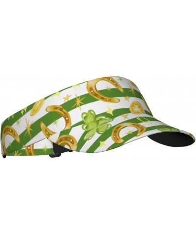 Watercolor St Patrick Day Print Sun Visor Hat Golf Visor Adjustable Velcro Outdoor Sports Cap for Men Women Black $9.99 Visors