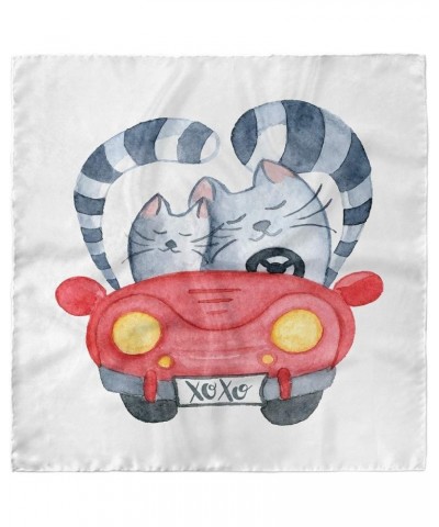 Cars Head Scarf, Romantic Cat Couple XoXo, Hair Wrap Multicolor $17.97 Scarves