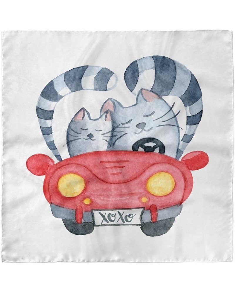 Cars Head Scarf, Romantic Cat Couple XoXo, Hair Wrap Multicolor $17.97 Scarves