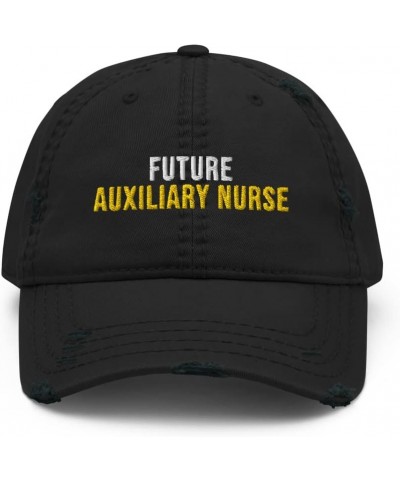 Future Auxiliary Nurse Hat (Embroidered Distressed Dad Cap) Auxiliary Nurse Apparel Black $16.39 Baseball Caps