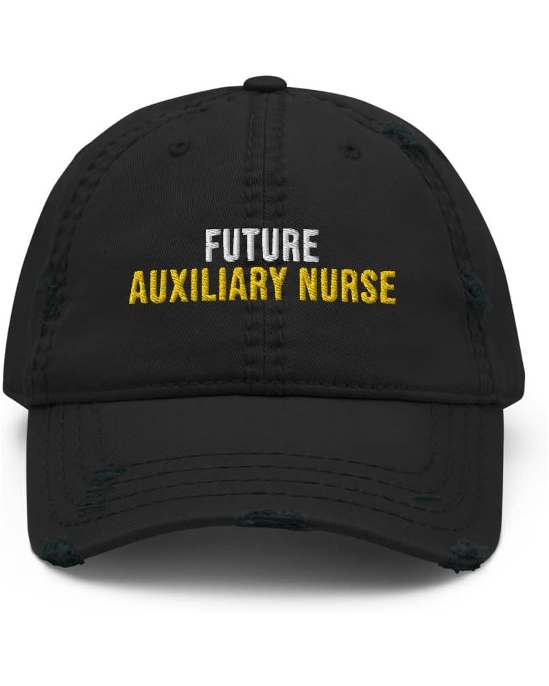 Future Auxiliary Nurse Hat (Embroidered Distressed Dad Cap) Auxiliary Nurse Apparel Black $16.39 Baseball Caps