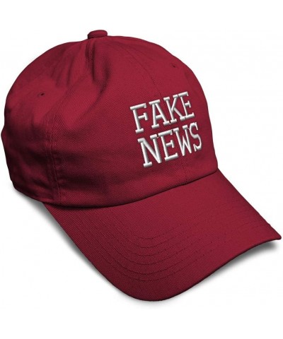 Soft Baseball Cap Fake News White Embroidery Humor Fraud Cotton Information Dad Hats for Men & Women Burgundy Design Only $16...