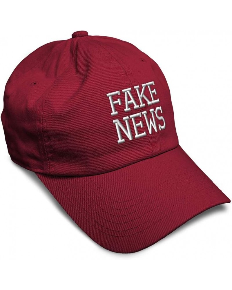 Soft Baseball Cap Fake News White Embroidery Humor Fraud Cotton Information Dad Hats for Men & Women Burgundy Design Only $16...