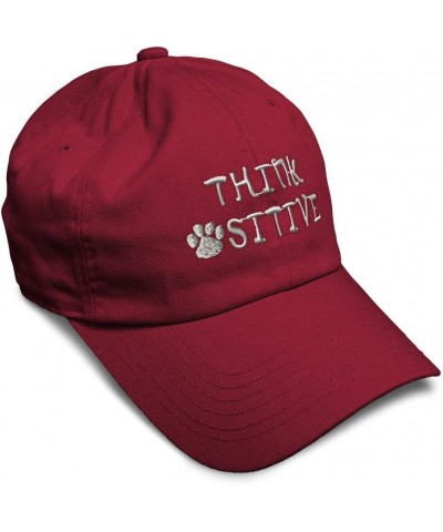 Soft Baseball Cap Think Pawsitive Silver Tread Embroidery Letters Positivism Cotton Dad Hats for Men & Women Burgundy Design ...