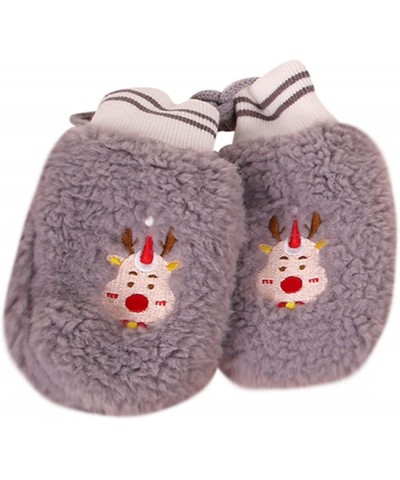 Children's Warm Fawn Hat Thick Cartoon Scarf Gloves Set Hat Cute Ear Protectors Plush Hats Orange Scarf Grey $14.03 Scarves