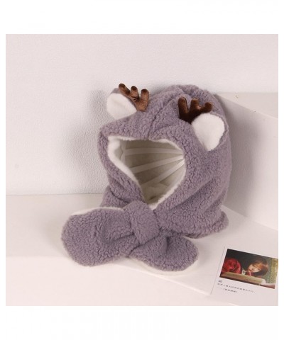 Children's Warm Fawn Hat Thick Cartoon Scarf Gloves Set Hat Cute Ear Protectors Plush Hats Orange Scarf Grey $14.03 Scarves