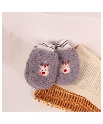 Children's Warm Fawn Hat Thick Cartoon Scarf Gloves Set Hat Cute Ear Protectors Plush Hats Orange Scarf Grey $14.03 Scarves