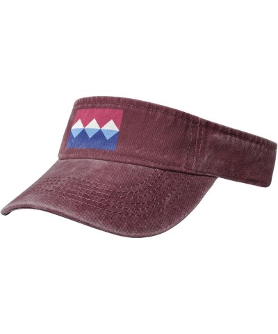 Flag of Sloan's Lake, Denver Sun Visor Hats for Women Men Adjustable Sports Sun Hats Cotton Golf Cap Red $10.60 Sun Hats