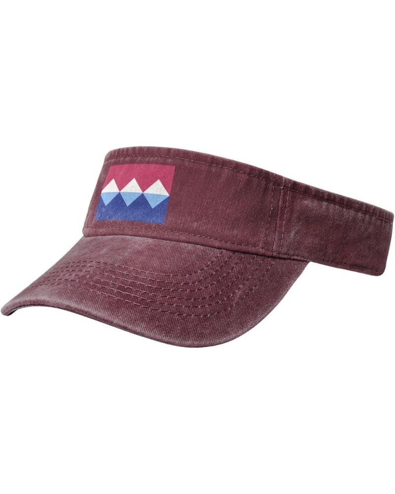 Flag of Sloan's Lake, Denver Sun Visor Hats for Women Men Adjustable Sports Sun Hats Cotton Golf Cap Red $10.60 Sun Hats