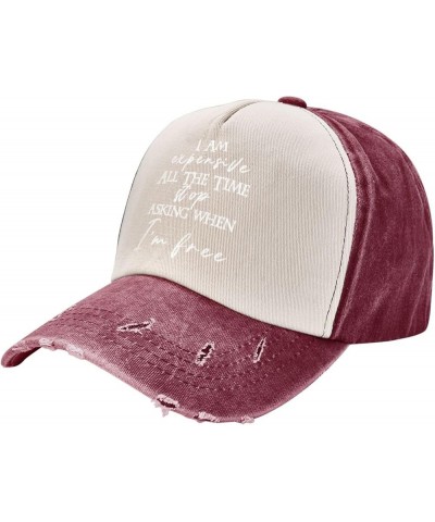 Men Women 100% Washed Cotton Baseball Hats Adjustable I Am Expensive All The Time Dad Hat Low Profile Trucker Cap Dark Red $1...