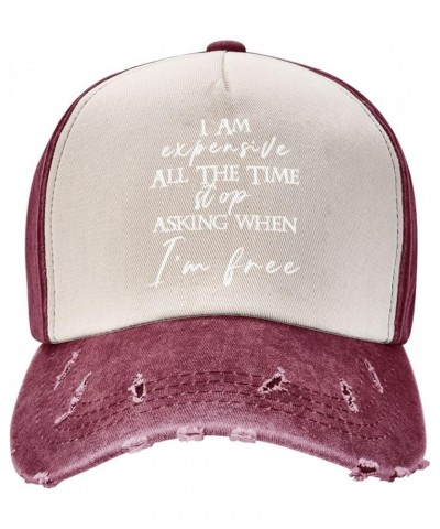 Men Women 100% Washed Cotton Baseball Hats Adjustable I Am Expensive All The Time Dad Hat Low Profile Trucker Cap Dark Red $1...