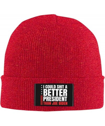 I Could Shit A Better President Than Biden Fuck Biden Beanie Hat Men Knit Hat Women Skull Cap Hedging Hat Black Red $10.53 Sk...