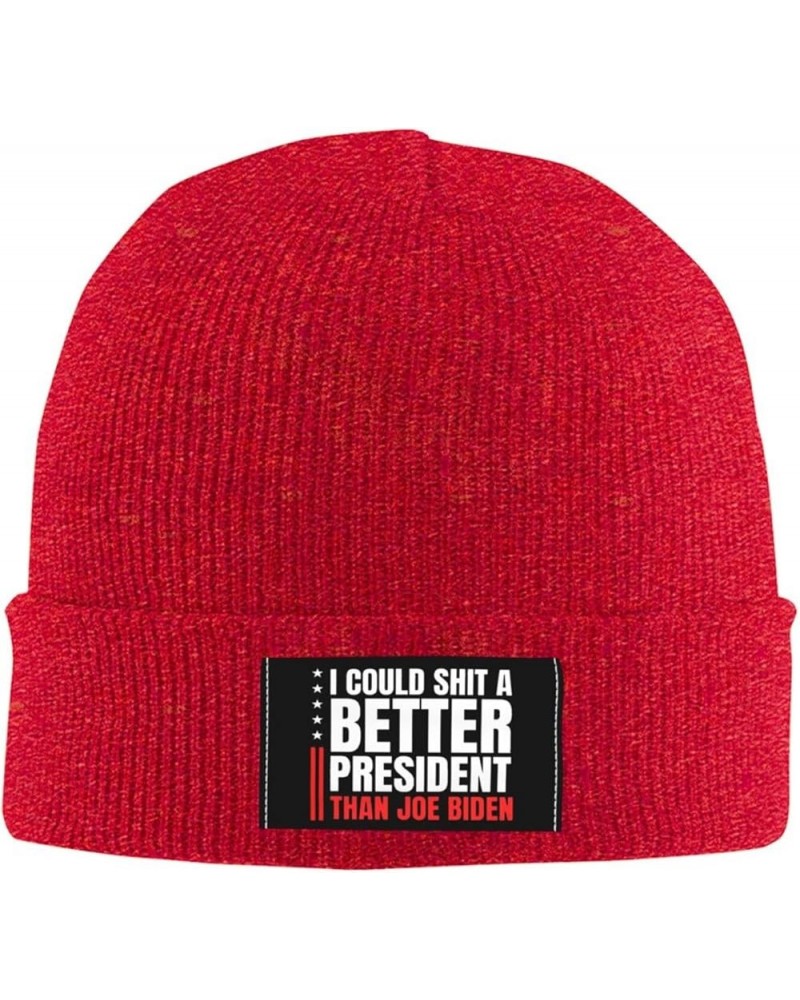 I Could Shit A Better President Than Biden Fuck Biden Beanie Hat Men Knit Hat Women Skull Cap Hedging Hat Black Red $10.53 Sk...