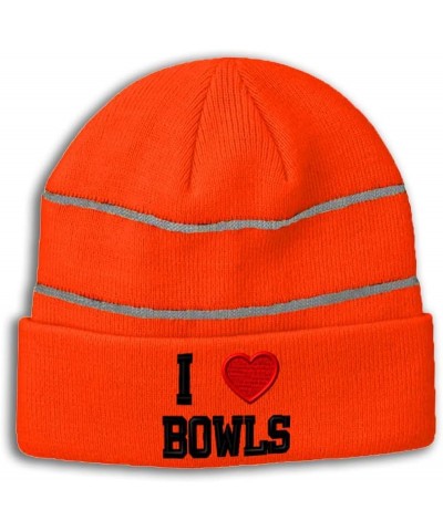 CustomReflective Beanie I (Love) Bowls Red Heart Sports Lovers High Visibility Running Gear Skull Cap for Men & Women Neon Or...