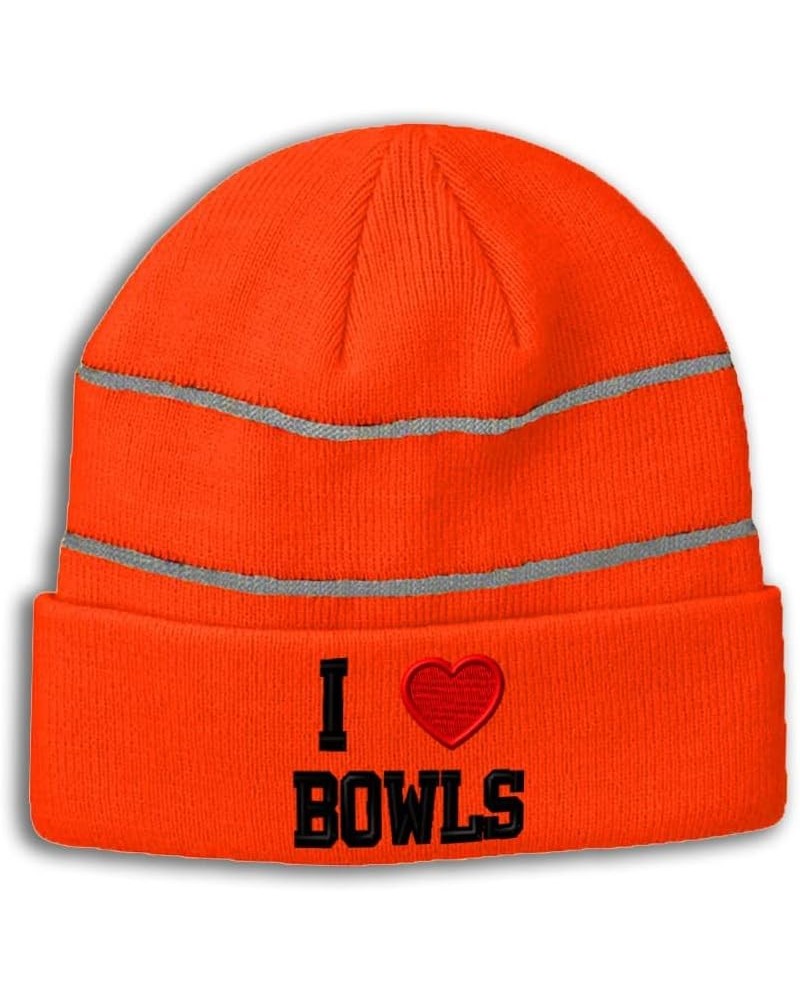 CustomReflective Beanie I (Love) Bowls Red Heart Sports Lovers High Visibility Running Gear Skull Cap for Men & Women Neon Or...