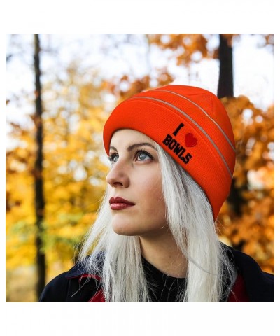 CustomReflective Beanie I (Love) Bowls Red Heart Sports Lovers High Visibility Running Gear Skull Cap for Men & Women Neon Or...