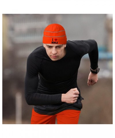 CustomReflective Beanie I (Love) Bowls Red Heart Sports Lovers High Visibility Running Gear Skull Cap for Men & Women Neon Or...