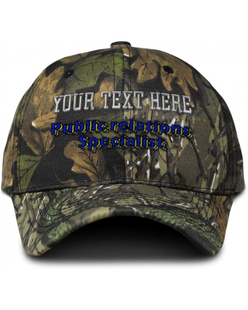 Camo Baseball Cap Public Relations Specialist Cotton Hunting Dad Hats for Men & Women Forest Tree Green Personalized Text Her...