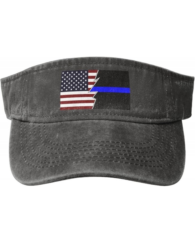 Ripped Style American and Thin Blue Line Flag Sun Hat Sun Visor Hats for Women Men Baseball Cap Golf Hats Deep Heather $10.65...