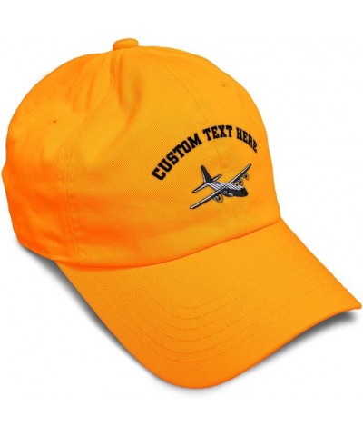 Custom Soft Baseball Cap C-130 Aircraft Embroidery Airplane Twill Cotton Dad Hats for Men & Women Orange Personalized Text He...