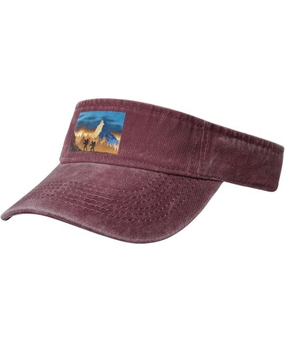 Landscape View of Two Climbers Sun Visor Hats for Women Men Sun Hat Cotton Golf Hat Vintage Baseball Cap Red $11.82 Visors