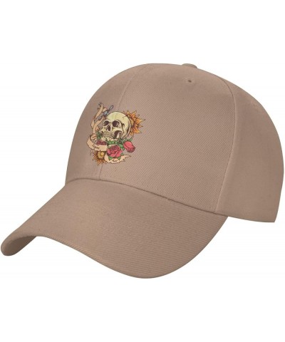 Skull Tattoo with Rose Baseball Cap for Men Women Classic Adjustable Golf Dad Hat Natural $9.00 Baseball Caps