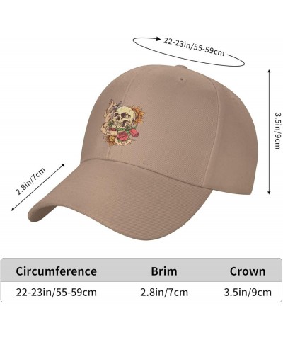 Skull Tattoo with Rose Baseball Cap for Men Women Classic Adjustable Golf Dad Hat Natural $9.00 Baseball Caps