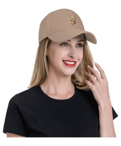 Skull Tattoo with Rose Baseball Cap for Men Women Classic Adjustable Golf Dad Hat Natural $9.00 Baseball Caps