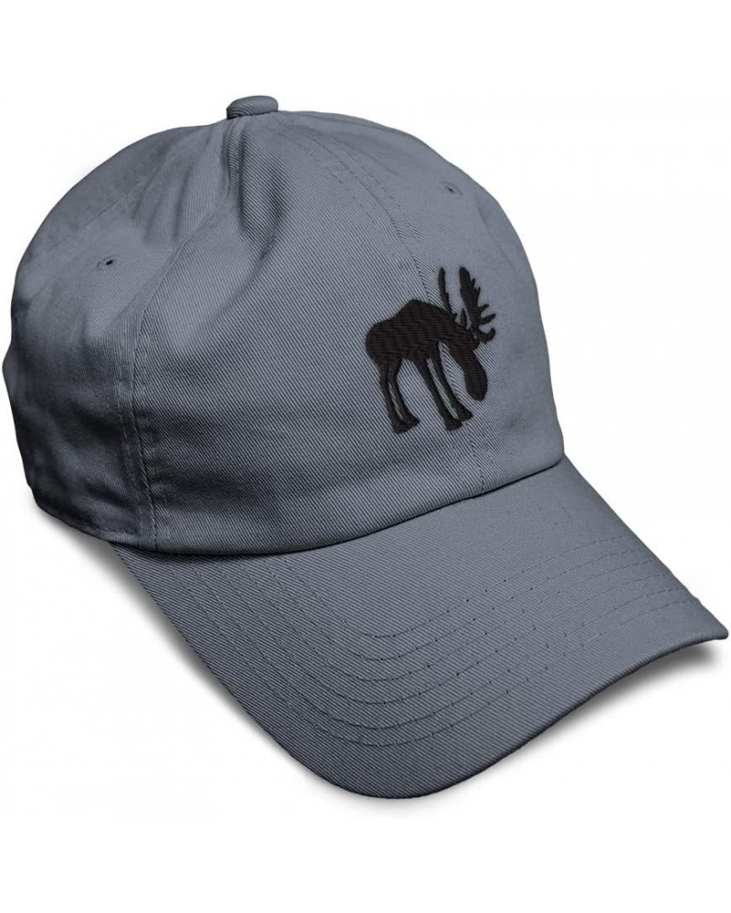 Soft Baseball Cap Moose B Embroidery Wild Animals Deer Embroidery Twill Cotton Dad Hats for Men & Women Dark Grey Design Only...