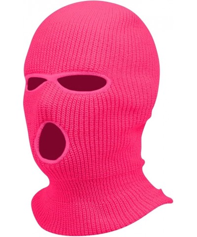 Three Hole Candy Colored Wool Hat with A Hood for Outdoor Cycling Windproof Mask J657_hot Pink $7.79 Skullies & Beanies