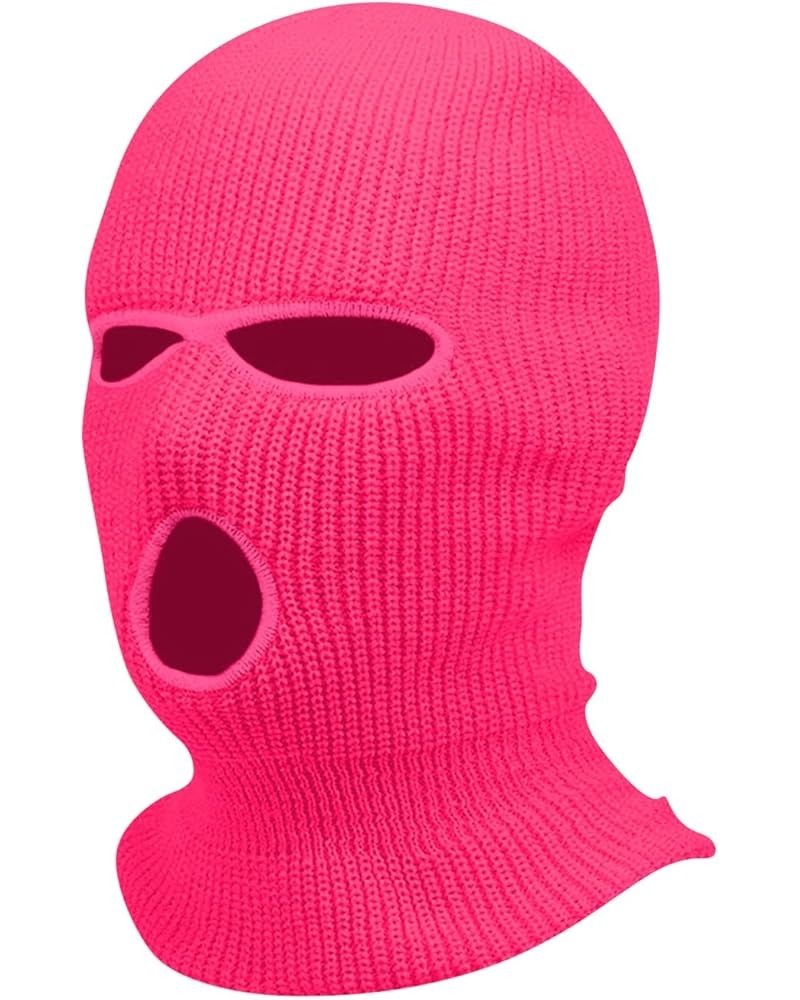 Three Hole Candy Colored Wool Hat with A Hood for Outdoor Cycling Windproof Mask J657_hot Pink $7.79 Skullies & Beanies